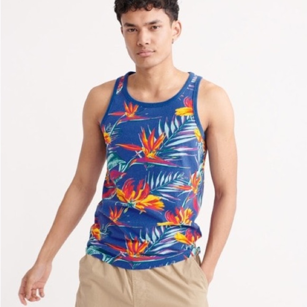 Superdry Blue Floral Tank, Sz L